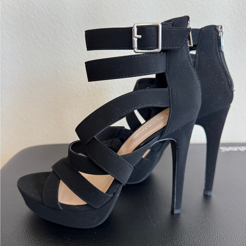 Black Strappy High Heel Sandals